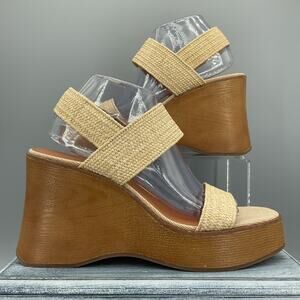NEW Lucky Brand Women’s Delukah Platform Wedge Sandals Tan Size 9.5M